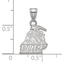 Sterling Silver Rhodium-plated LogoArt University of Texas At El Paso Miners Small Pendant view 2