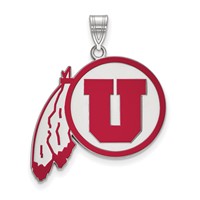 Sterling Silver Rhodium-plated LogoArt University of Utah Extra Large Enameled Pendant view 1