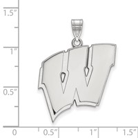 Sterling Silver Rhodium-plated LogoArt University of Wisconsin Letter W Extra Large Pendant view 2