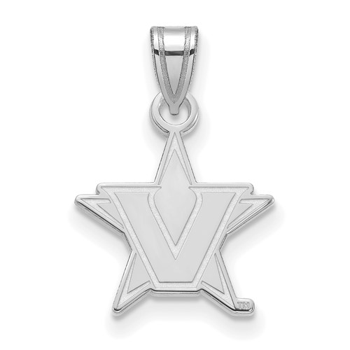 Sterling Silver Rh-plated LogoArt Vanderbilt University Small Pendant