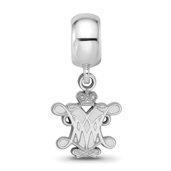 Sterling Silver Rhodium-plated LogoArt College of William and Mary Small Dangle Bead Charm