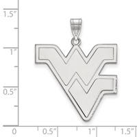 Sterling Silver Rhodium-plated LogoArt West Virginia University W-v Extra Large Pendant view 3