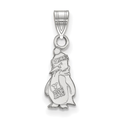 Sterling Silver Rhodium-plated LogoArt Youngstown State University Penguin Small Pendant