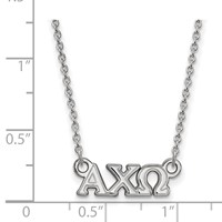 Sterling Silver Rhodium-plated LogoArt Alpha Chi Omega Sorority Greek Letters Extra Small Pendant Necklace, 18" view 2