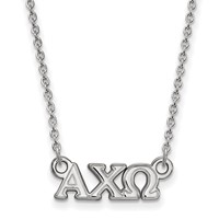 Sterling Silver Rhodium-plated LogoArt Alpha Chi Omega Sorority Greek Letters Extra Small Pendant Necklace, 18" view 1