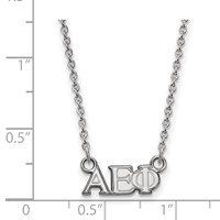 Sterling Silver Rhodium-plated LogoArt Alpha Epsilon Phi Sorority Greek Letters Extra Small Pendant Necklace, 18" view 2