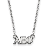 Sterling Silver Rhodium-plated LogoArt Alpha Epsilon Phi Sorority Greek Letters Extra Small Pendant Necklace, 18" view 1