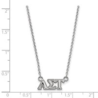 Sterling Silver Rhodium-plated LogoArt Alpha Sigma Tau Sorority Greek Letters Extra Small Pendant Necklace, 18" view 2