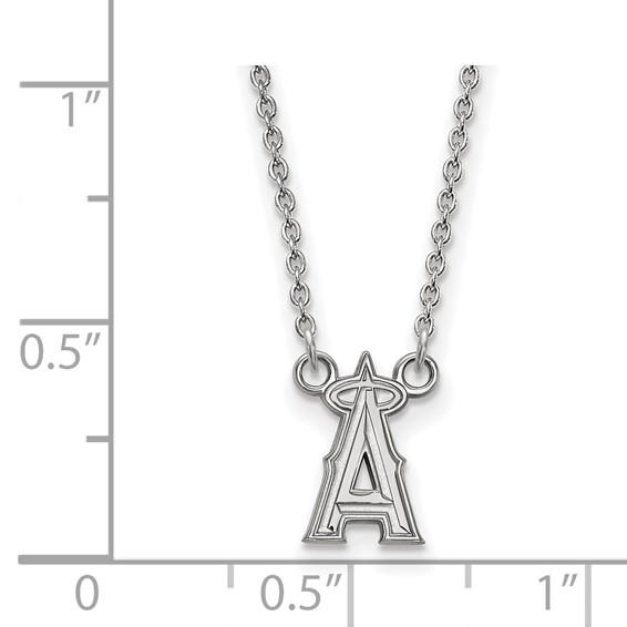 14k White Gold Major League Baseball LogoArt Los Angeles Angels Letter A Pendant Necklace