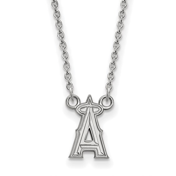 14k White Gold Major League Baseball LogoArt Los Angeles Angels Letter A Pendant Necklace