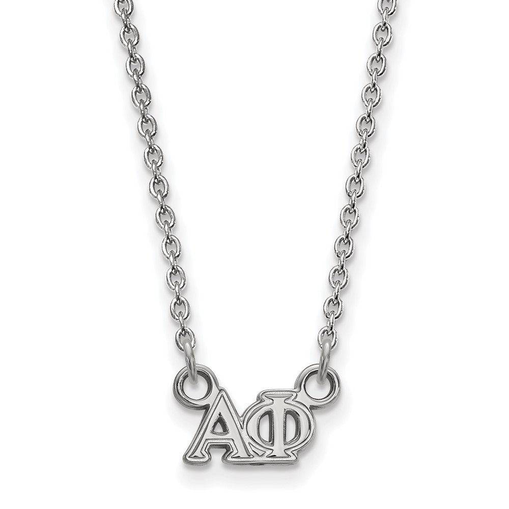 Sterling Silver Rhodium-plated LogoArt Alpha Phi Sorority Greek Letters Extra Small Pendant Necklace, 18"