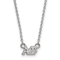 Sterling Silver Rhodium-plated LogoArt Alpha Phi Sorority Greek Letters Extra Small Pendant Necklace, 18" view 1