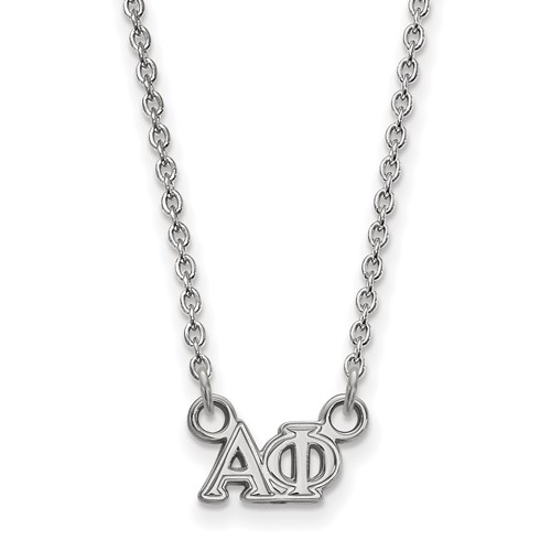 Sterling Silver Rhodium-plated LogoArt Alpha Phi Sorority Greek Letters Extra Small Pendant Necklace, 18"
