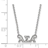 Sterling Silver Rhodium-plated LogoArt Alpha Sigma Alpha Sorority Greek Letters Extra Small Pendant Necklace, 18" view 2