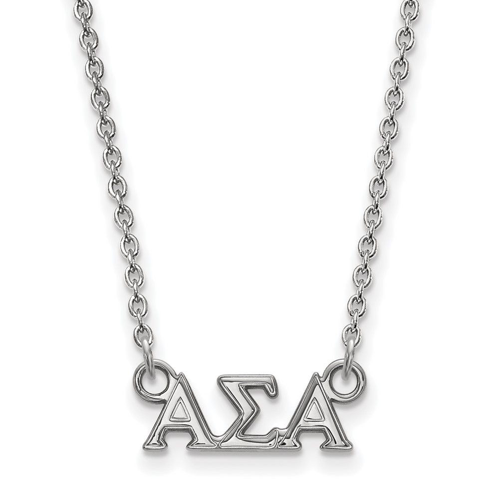 Sterling Silver Rhodium-plated LogoArt Alpha Sigma Alpha Sorority Greek Letters Extra Small Pendant Necklace, 18"