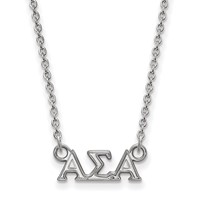 Sterling Silver Rhodium-plated LogoArt Alpha Sigma Alpha Sorority Greek Letters Extra Small Pendant Necklace, 18" view 1