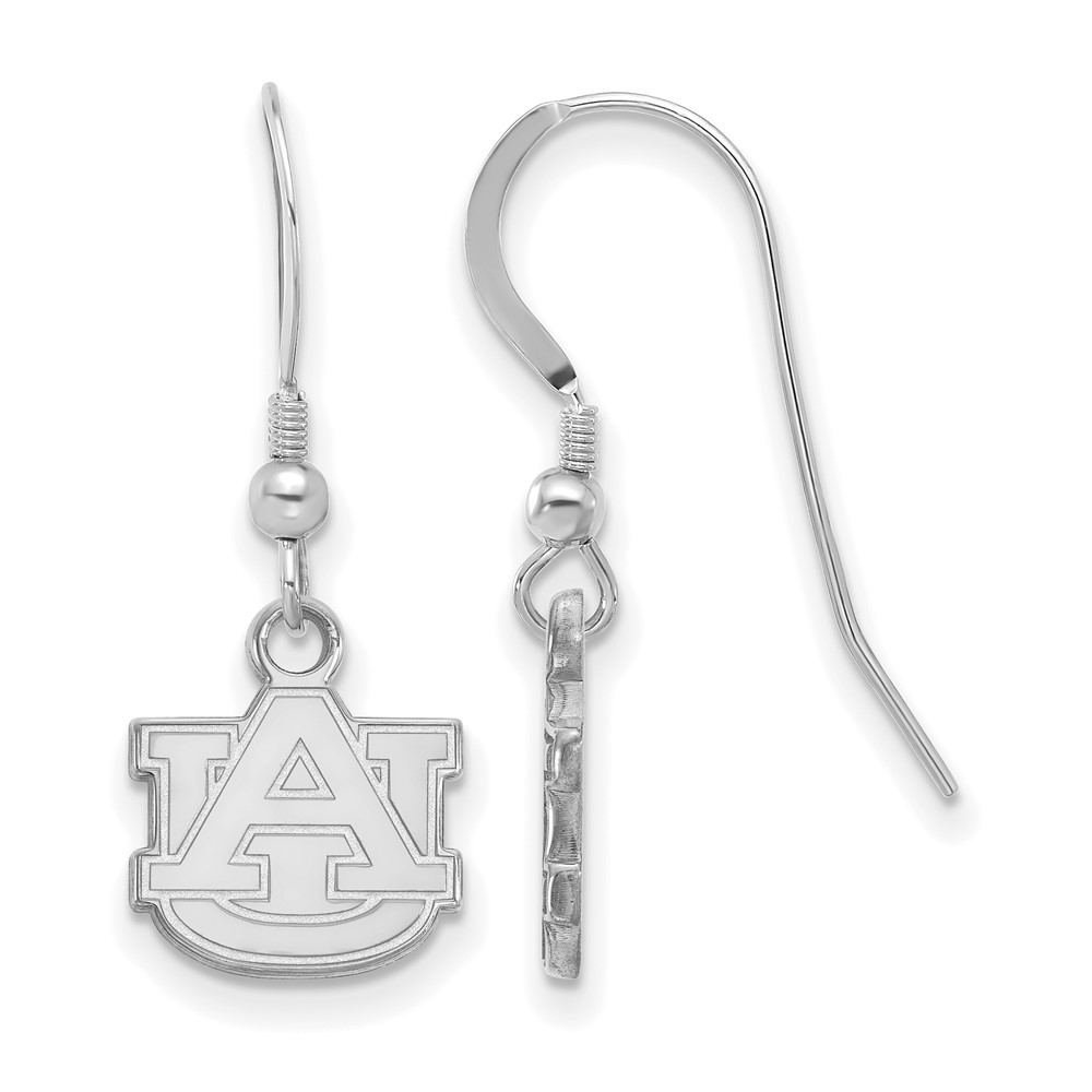Sterling Silver Rhodium-plated LogoArt Auburn University A-u Extra Small Dangle Wire Earrings