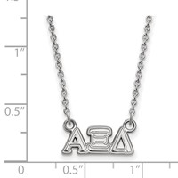 Sterling Silver Rhodium-plated LogoArt Alpha Xi Delta Sorority Greek Letters Extra Small Pendant Necklace, 18" view 2