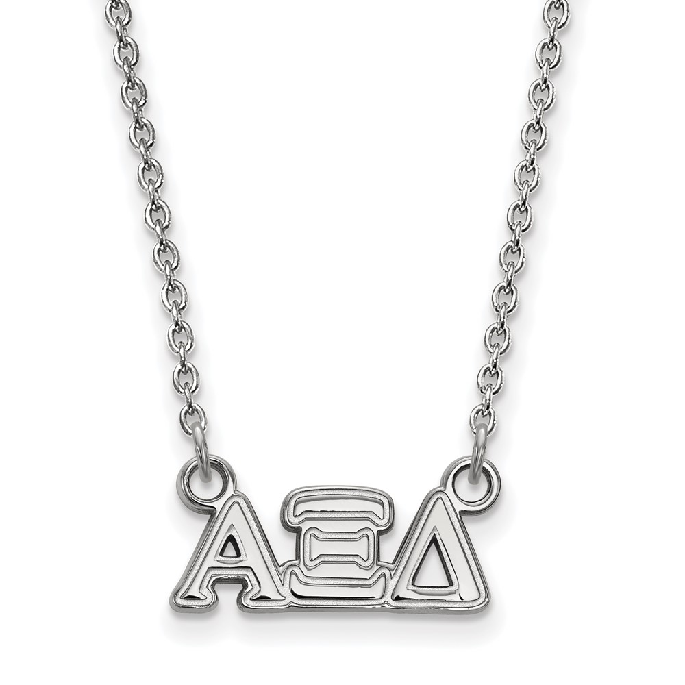 Sterling Silver Rhodium-plated LogoArt Alpha Xi Delta Sorority Greek Letters Extra Small Pendant Necklace, 18"