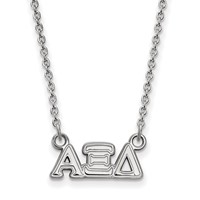 Sterling Silver Rhodium-plated LogoArt Alpha Xi Delta Sorority Greek Letters Extra Small Pendant Necklace, 18" view 1