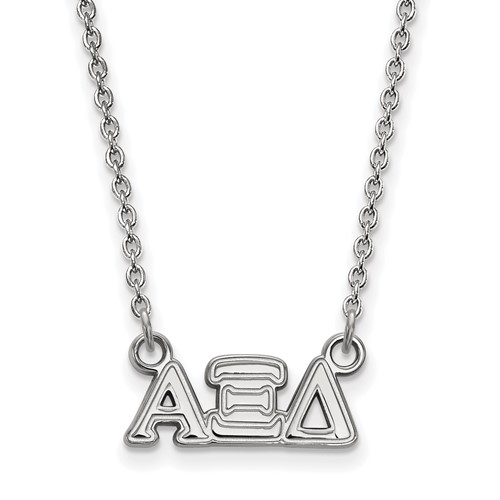 Sterling Silver Rhodium-plated LogoArt Alpha Xi Delta Sorority Greek Letters Extra Small Pendant Necklace, 18"