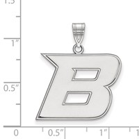 Sterling Silver Rhodium-plated LogoArt Boise State University Letter B Large Pendant view 2