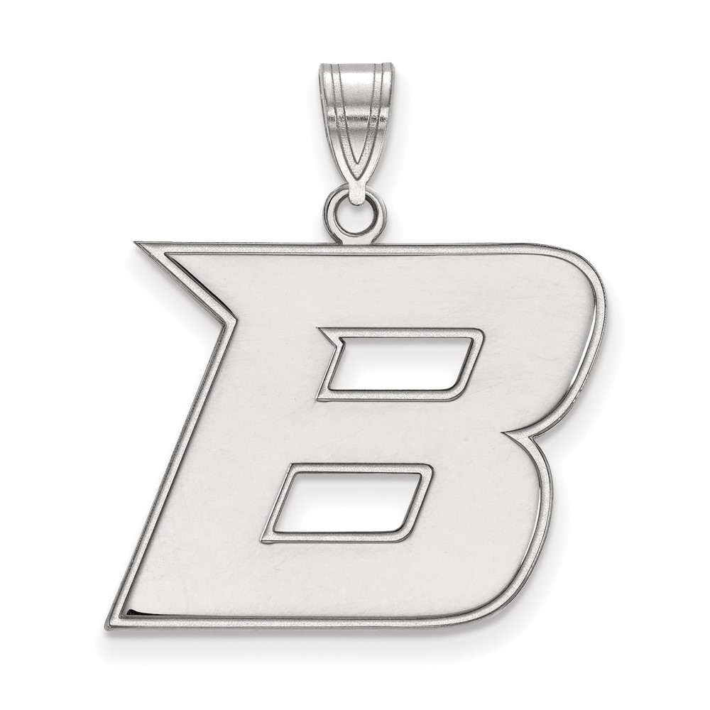Sterling Silver Rhodium-plated LogoArt Boise State University Letter B Large Pendant
