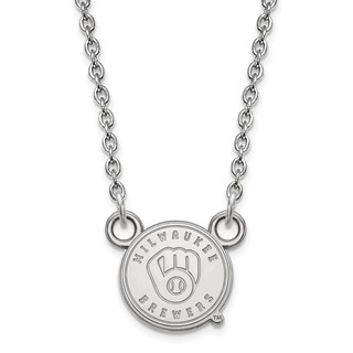 10k White Gold Major League Baseball LogoArt Milwaukee Brewers M Pendant Necklace