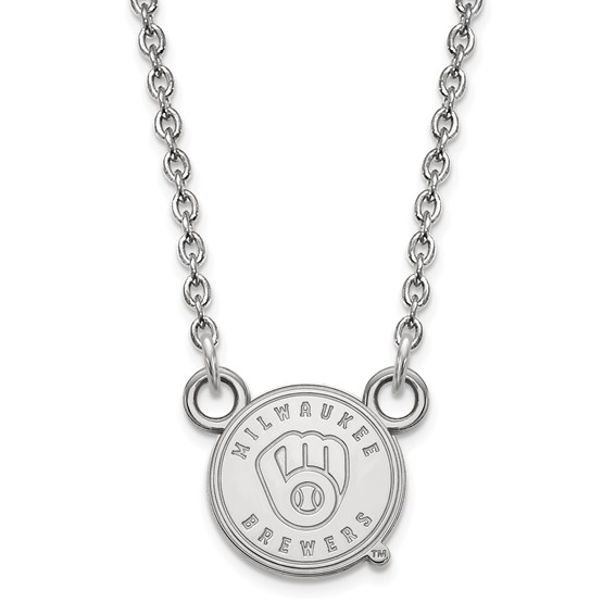 14k White Gold Major League Baseball LogoArt Milwaukee Brewers M Pendant Necklace