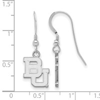 Sterling Silver Rhodium-plated LogoArt Baylor University Bears Small Dangle Wire Earrings view 2