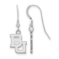 Sterling Silver Rhodium-plated LogoArt Baylor University Bears Small Dangle Wire Earrings view 1