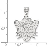 Sterling Silver Rhodium-plated LogoArt Brigham Young University Cougar Large Pendant view 2