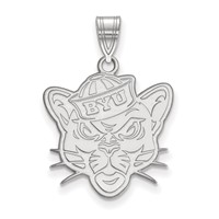 Sterling Silver Rhodium-plated LogoArt Brigham Young University Cougar Large Pendant view 1