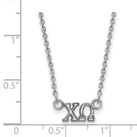 Sterling Silver Rhodium-plated LogoArt Chi Omega Sorority Greek Letters Extra Small Pendant Necklace, 18" view 2