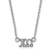 Sterling Silver Rhodium-plated LogoArt Chi Omega Sorority Greek Letters Extra Small Pendant Necklace, 18" view 1