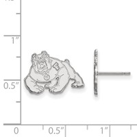 Sterling Silver Rhodium-plated LogoArt California State University Fresno Bulldog Small Post Earrings view 2