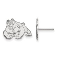 Sterling Silver Rhodium-plated LogoArt California State University Fresno Bulldog Small Post Earrings view 1