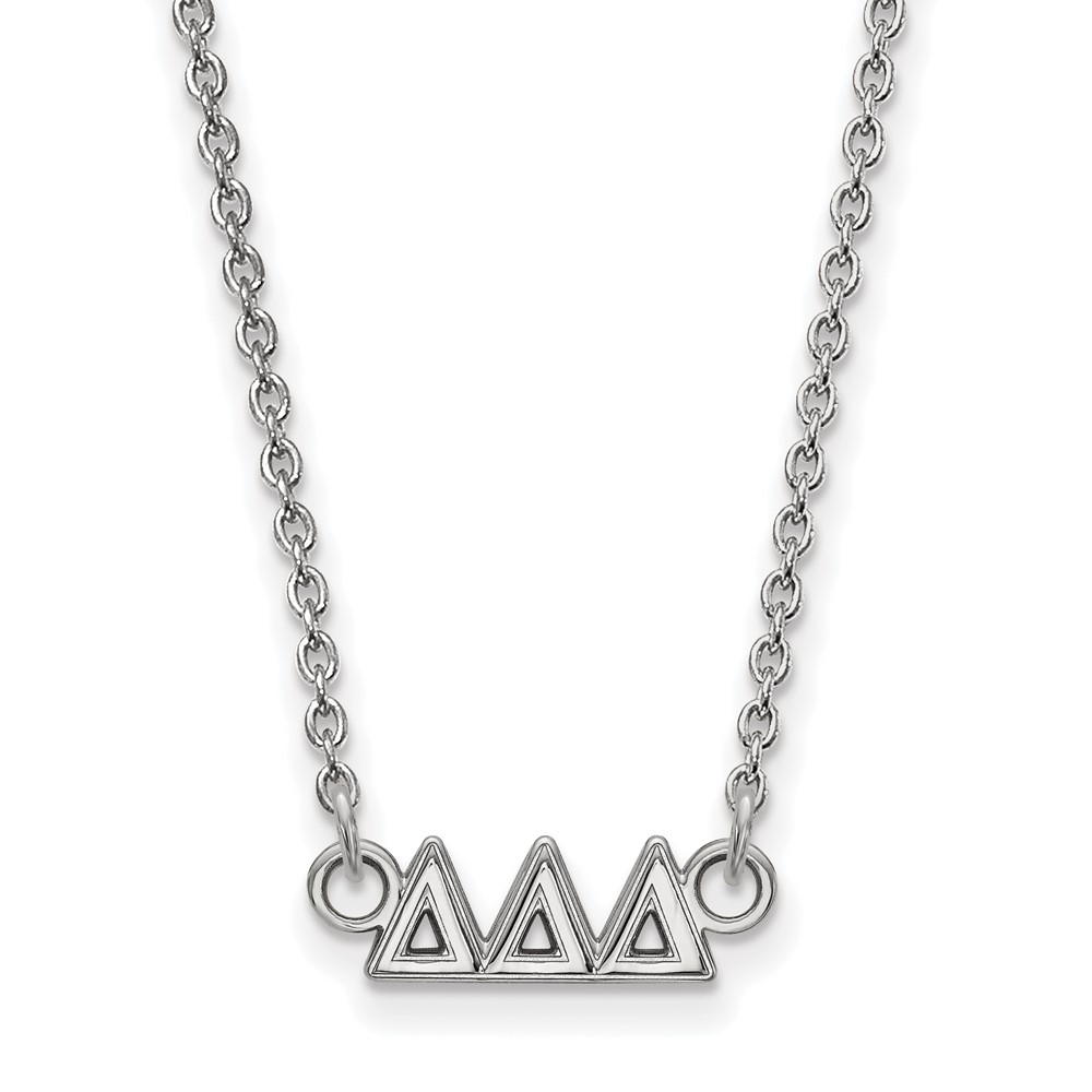 Sterling Silver Rhodium-plated LogoArt Delta Delta Delta Sorority Greek Letters Extra Small Pendant Necklace, 18"