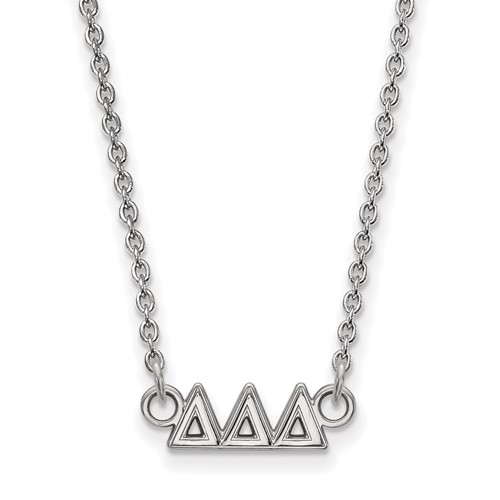 Sterling Silver Rhodium-plated LogoArt Delta Delta Delta Sorority Greek Letters Extra Small Pendant Necklace, 18"
