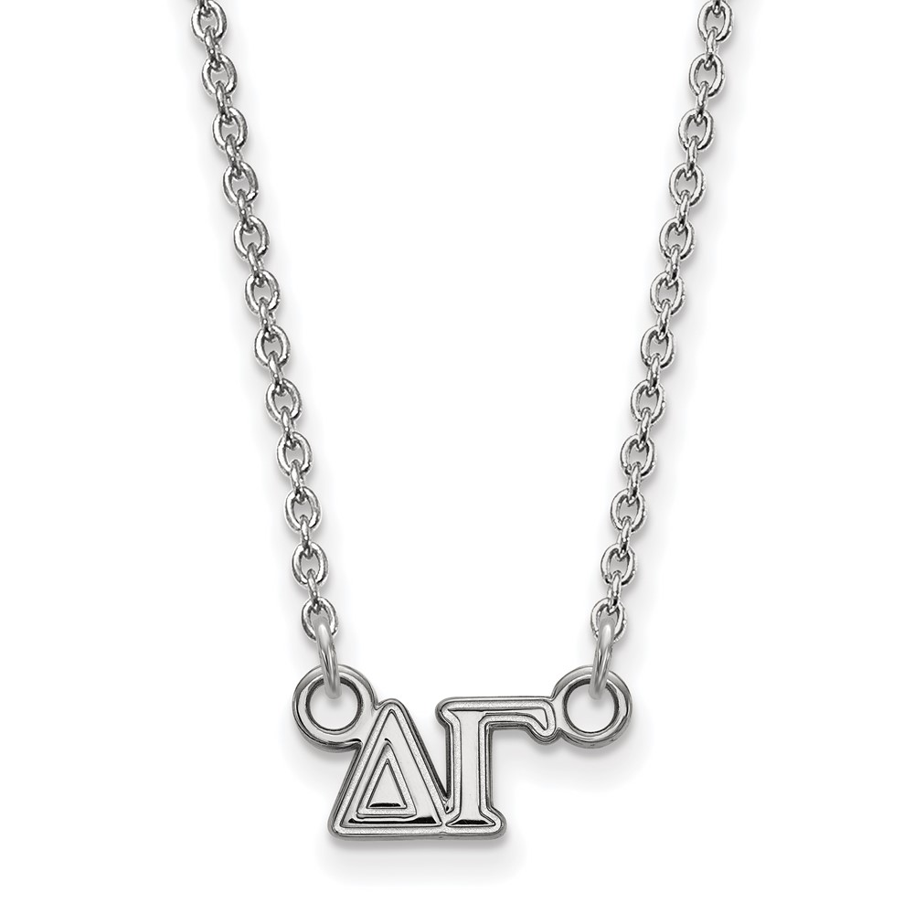 Sterling Silver Rhodium-plated LogoArt Delta Gamma Sorority Greek Letters Extra Small Pendant Necklace, 18"