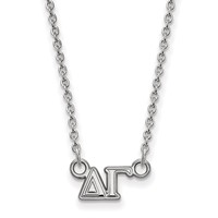 Sterling Silver Rhodium-plated LogoArt Delta Gamma Sorority Greek Letters Extra Small Pendant Necklace, 18" view 1