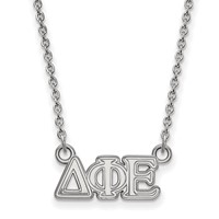 Sterling Silver Rhodium-plated LogoArt Delta Phi Epsilon Sorority Greek Letters Extra Small Pendant Necklace, 18" view 1