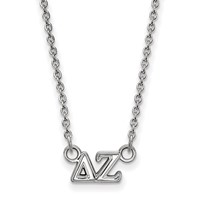 Sterling Silver Rhodium-plated LogoArt Delta Zeta Sorority Greek Letters Extra Small Pendant Necklace, 18" view 1