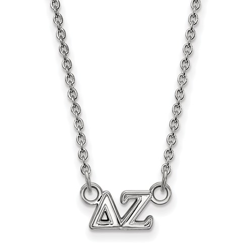 Sterling Silver Rhodium-plated LogoArt Delta Zeta Sorority Greek Letters Extra Small Pendant Necklace, 18"
