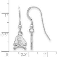 Sterling Silver Rhodium-plated LogoArt East Carolina University Pirate Extra Small Dangle Wire Earrings view 2