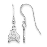 Sterling Silver Rhodium-plated LogoArt East Carolina University Pirate Extra Small Dangle Wire Earrings view 1