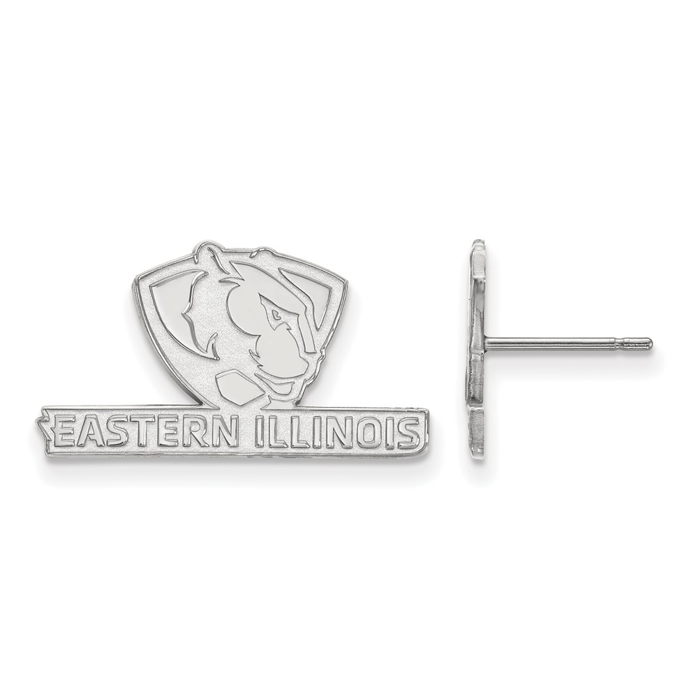 Sterling Silver Rhodium-plated LogoArt Eastern Illinois University Small Post Earrings