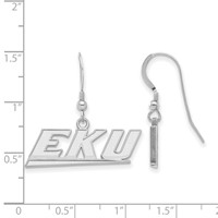 Sterling Silver Rhodium-plated LogoArt Eastern Kentucky University E-k-u Small Dangle Earrings view 2
