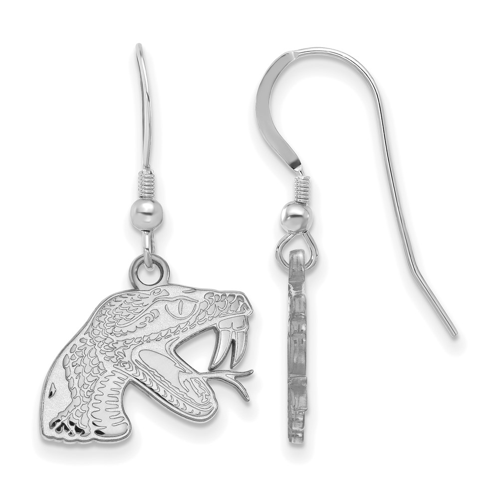 Sterling Silver Rhodium-plated LogoArt Florida a and M University Rattler Small Dangle Wire Earrings