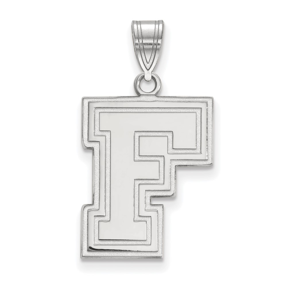 Sterling Silver Rhodium-plated LogoArt Fordham University Letter F Large Pendant
